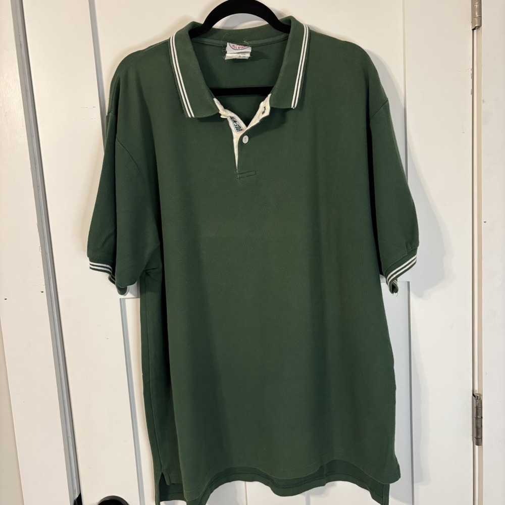 Vintage‎ 80's Converse All Star Green Polo XL hip hop streetwear Blokecore